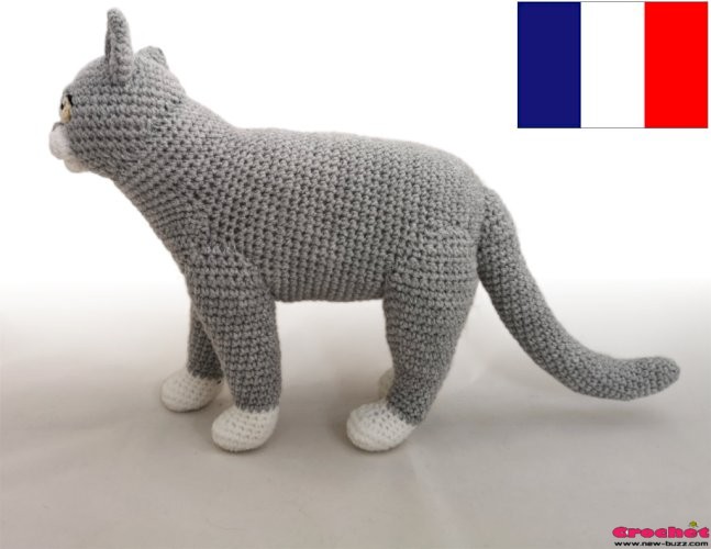chat réaliste - motif au crochet